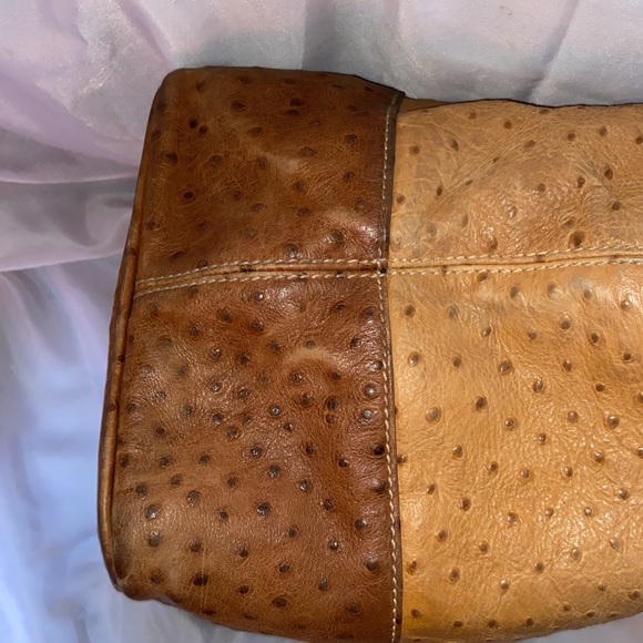Dooney and Bourke large ostrich texture leather tote in tan and brown - Picture 5 of 14